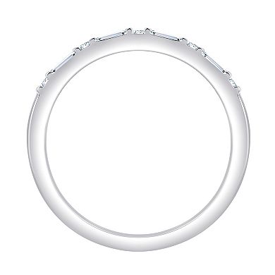 Brilliant Love Sterling Silver 1/2 Carat T.W. Lab-Grown Diamond Baguette & Round Band