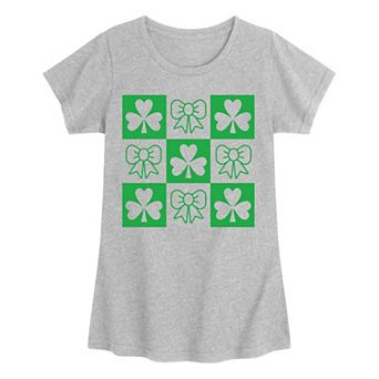 Girls 7-16 Shamrock & Bow Graphic Tee