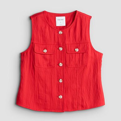 Women's Nine West Button Pockets Cropped Vest