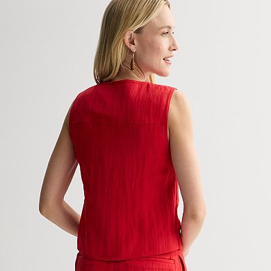 Women's Nine West Button Pockets Cropped Vest