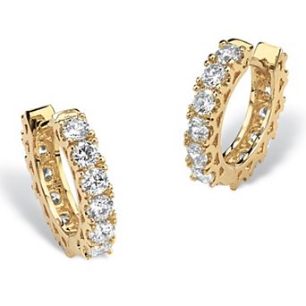 PalmBeach Jewelry 2.40 TCW Cubic Zirconia Huggie-Hoop Earrings Gold-Plated (.5")