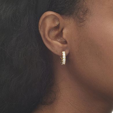 PalmBeach Jewelry 2.40 TCW Cubic Zirconia Huggie-Hoop Earrings Gold-Plated (.5")