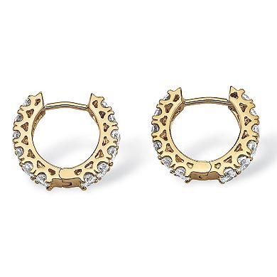 PalmBeach Jewelry 2.40 TCW Cubic Zirconia Huggie-Hoop Earrings Gold-Plated (.5")