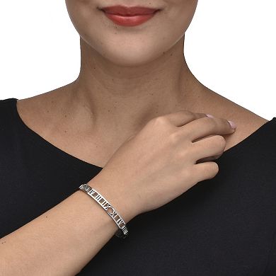 Roman Numeral Stainless Steel Bangle Bracelet
