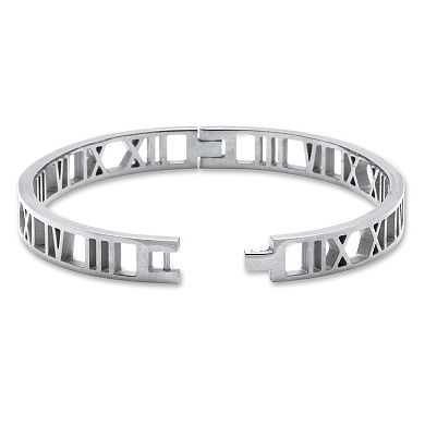 Roman Numeral Stainless Steel Bangle Bracelet