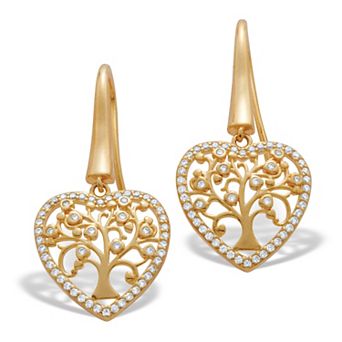 PalmBeach Jewelry .52 TCW Cubic Zirconia Gold-Plated Tree of Life Earrings