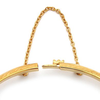 Yellow Gold-Plated Sterling Silver Polished, Engraved and Floral 3 Piece Set Bangle Bracelet Set