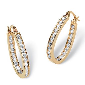 PalmBeach Jewelry 2.52 TCW Round Cubic Zirconia Inside-Out Hoop Earrings in Yellow Goldtone