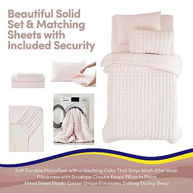 Sweet Home Collection Kids Marshmallow Stitched Comforter & Sheet Set