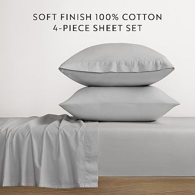 100% Cotton Percale 4-Piece Sheet Set