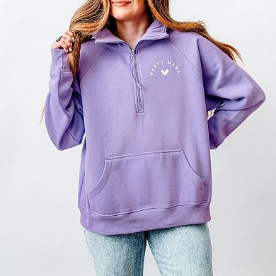 Happy Mama Heart Mini - Women's Quarter Zip Fleece Graphic Sweatshirt