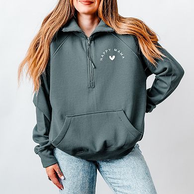 Happy Mama Heart Mini - Women's Quarter Zip Fleece Graphic Sweatshirt
