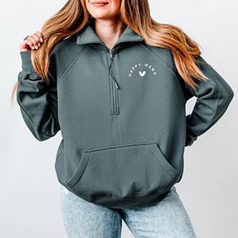 Happy Mama Heart Mini - Women's Quarter Zip Fleece Graphic Sweatshirt