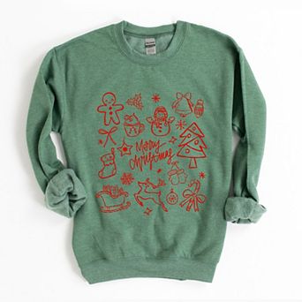 Merry Christmas Sketched Icons - Women's Graphic Sweatshirt