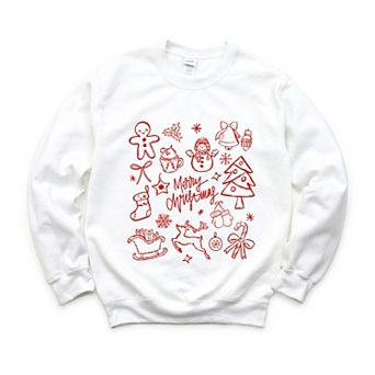 Merry Christmas Sketched Icons - Women's Graphic Sweatshirt