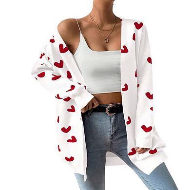 Womens V Neck Long Sleeve Open Front Midi Length Sweater Cardigan