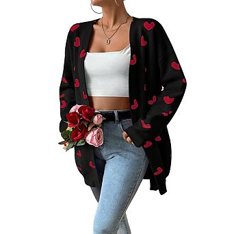 Womens V Neck Long Sleeve Open Front Midi Length Sweater Cardigan