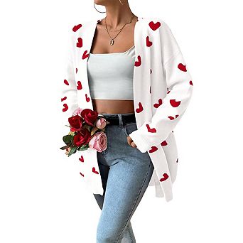 Womens V Neck Long Sleeve Open Front Midi Length Sweater Cardigan