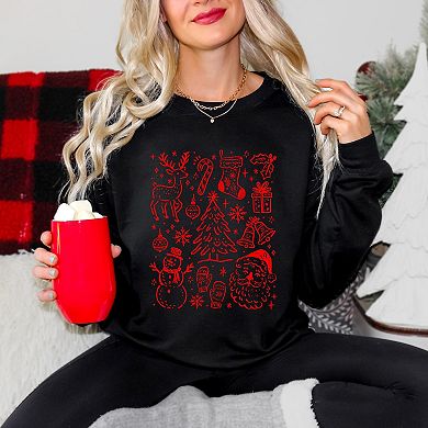 Christmas Chalk Icons - Women's Graphic Sweatshirt