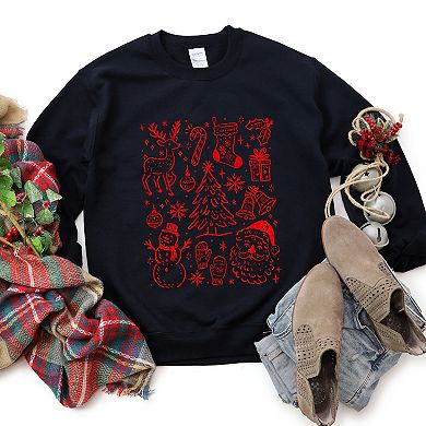 Christmas Chalk Icons - Women's Graphic Sweatshirt
