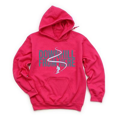 Downhill From Here Skiing - Women's Graphic Hoodie