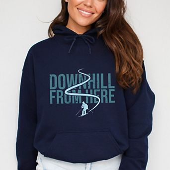Downhill From Here Skiing - Women's Graphic Hoodie
