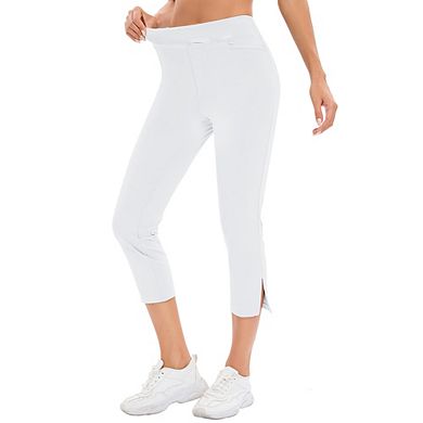 Women's Work Yoga Ankle Pants Stretch Office Dress Casual Pants Elastic Waist with Front Pockets