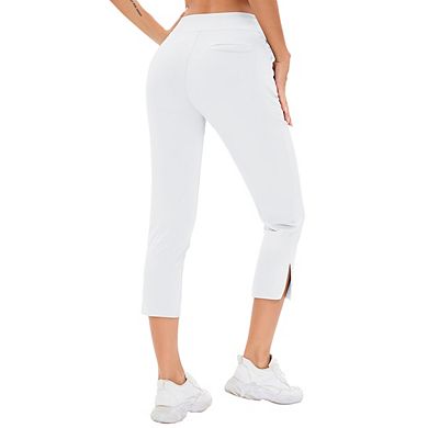 Women's Work Yoga Ankle Pants Stretch Office Dress Casual Pants Elastic Waist with Front Pockets