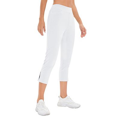 Women's Work Yoga Ankle Pants Stretch Office Dress Casual Pants Elastic Waist with Front Pockets