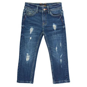 Toddler Boys 2t-4t Fashion Distressed Jeans With Contrast Neon Stitch