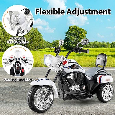 Gymax 6V Electric Kids Motorcycle 3-Wheel Ride On Toy w/ Adjustable Headlight