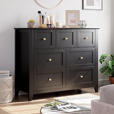 7-Drawer Dresser with Deep Drawers, Simply Modern Wood Storage for Bedroom