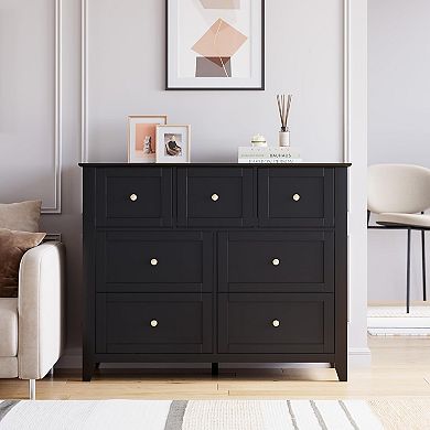 7-Drawer Dresser with Deep Drawers, Simply Modern Wood Storage for Bedroom