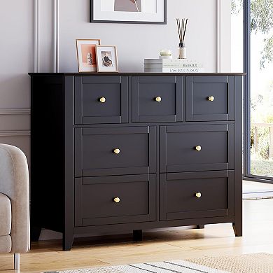 7-Drawer Dresser with Deep Drawers, Simply Modern Wood Storage for Bedroom