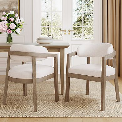 Sawyer Modern Fabric Upholstered Dining Arm Chairs (Set of 2) by Christopher Knight Home