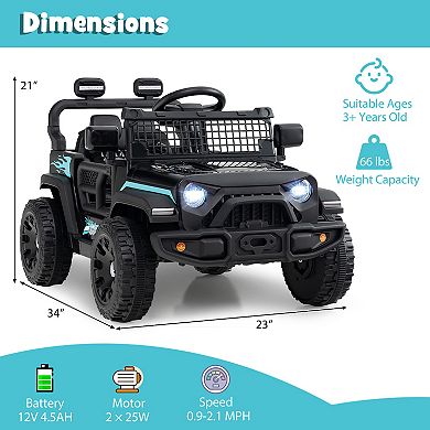 Gymax Kids Ride on Car Truck 12V Battery Powered Electric Vehicle w/ Foldable Mirrors