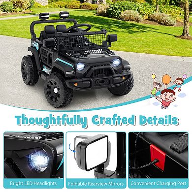 Gymax Kids Ride on Car Truck 12V Battery Powered Electric Vehicle w/ Foldable Mirrors