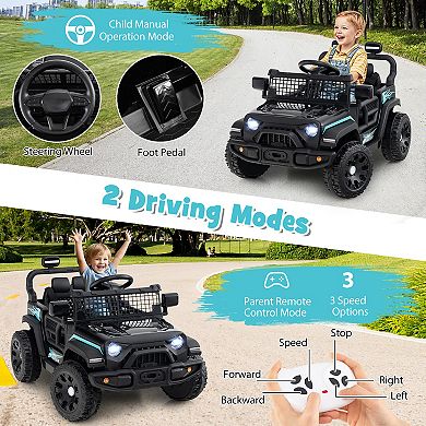Gymax Kids Ride on Car Truck 12V Battery Powered Electric Vehicle w/ Foldable Mirrors