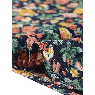 Women's Plus Size Top Babydoll Round Neck Lantern Sleeve Floral Print Tops