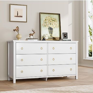 Tall 6-Drawer Dresser, Clothes Storage Cabinet for Bedroom & Closet Organization