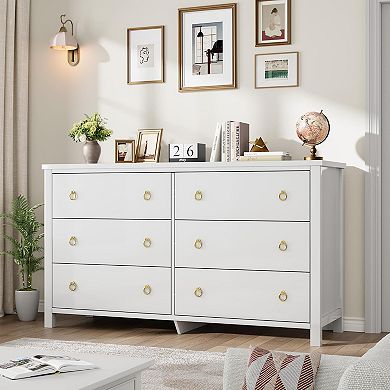Tall 6-Drawer Dresser, Clothes Storage Cabinet for Bedroom & Closet Organization