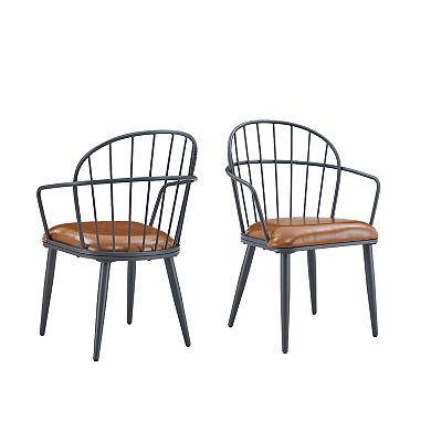 Emma Upholstered Dining Chairs with Metal Legs (Set of 2) by Christopher Knight Home