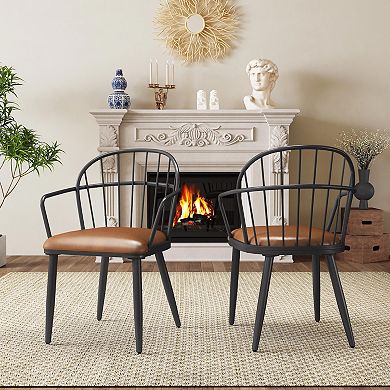 Emma Upholstered Dining Chairs with Metal Legs (Set of 2) by Christopher Knight Home