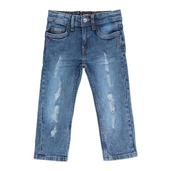 Toddler Boys 2t-4t Fashion Distressed Jeans With Contrast Neon Stitch