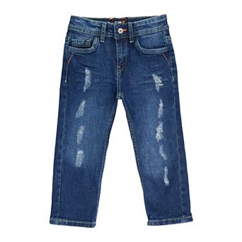Toddler Boys 2t-4t Fashion Distressed Jeans With Contrast Neon Stitch