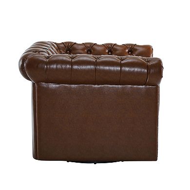 Chesterfield Faux Leather Swivel Club Chair by Christopher Knight Home