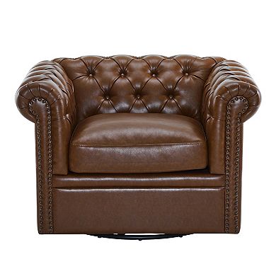 Chesterfield Faux Leather Swivel Club Chair by Christopher Knight Home