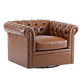 Chesterfield Faux Leather Swivel Club Chair by Christopher Knight Home