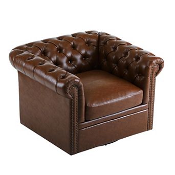 Chesterfield Faux Leather Swivel Club Chair by Christopher Knight Home