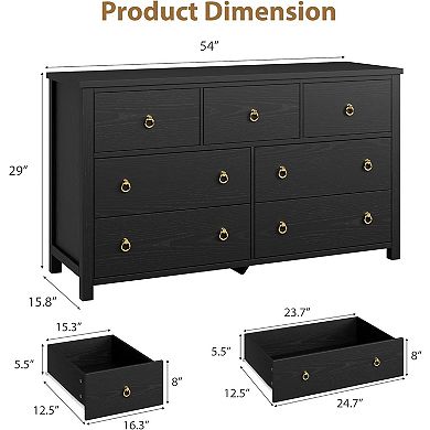 Tall 7-Drawer Dresser, Clothes Storage Cabinet for Bedroom & Closet Organization